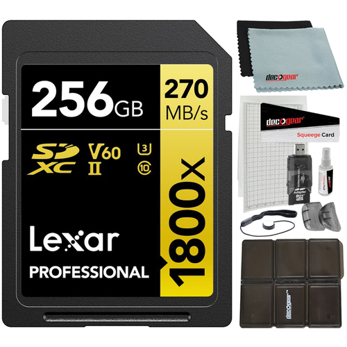 Lexar Professional 1800x SDXC UHS-II Card GOLD Series 256GB with Reader Bundle
