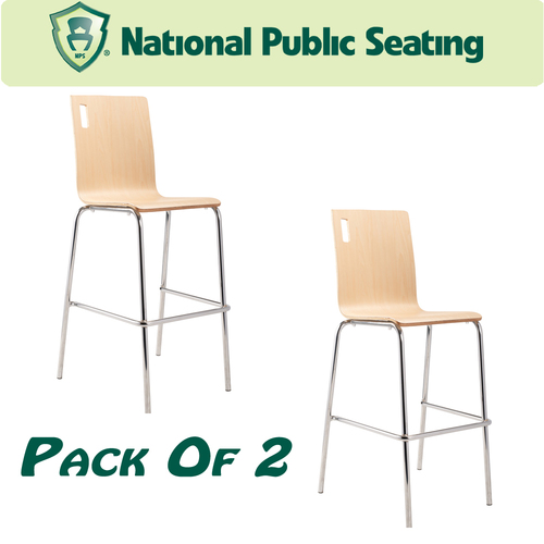 National Public Seating BCS22 Bushwick Cafe Stool - Natural - Pack of 2