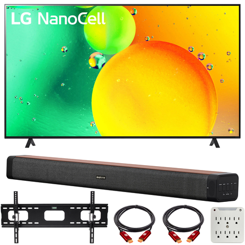 LG 75` HDR 4K UHD Smart NanoCell LED TV 2022 with Deco Home 60W Soundbar Bundle