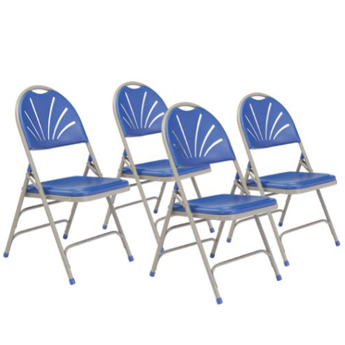 National Public Seating 1100 Series Deluxe Fan Back Folding Chair, Blue (Pack of 4)