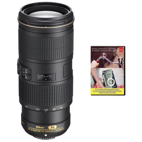 Nikon AF-S NIKKOR 70-200MM F/4G ED VR Lens w/ Adobe Elements Bundle