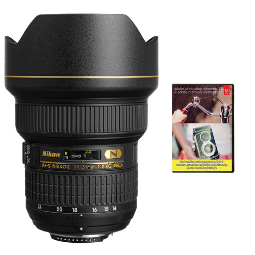 Nikon 14-24mm f/2.8G AF-S NIKKOR ED Lens, Nikon 5-Year USA Warranty w/ Elements Bundle