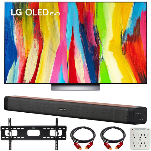 LG 55 Inch HDR 4K Smart OLED TV 2022 with Deco Home 60W Soundbar Bundle
