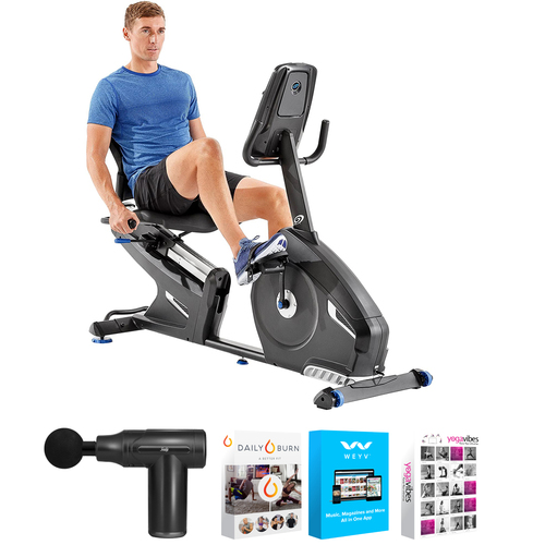 Nautilus R616 Recumbent Stationary Exercise Bike + Fitness + Massager Bundle