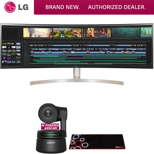 LG 49` 32:9 UltraWide Dual QHD IPS Curved LED Monitor +AI-Powered PTZ Webcam Bundle
