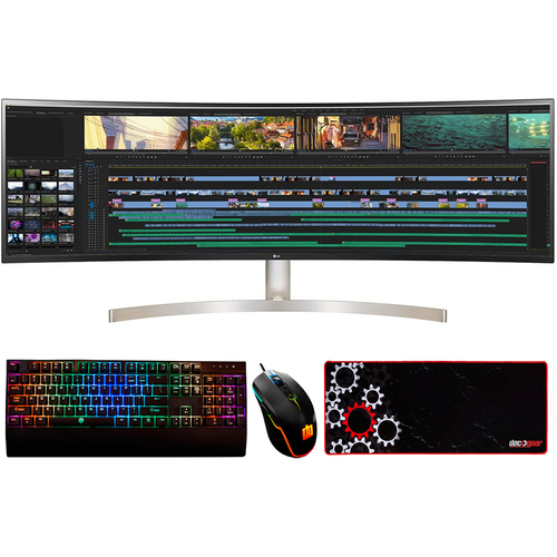 LG 49` 32:9 UltraWide Dual QHD IPS Curved LED Monitor, HDR 10 w/ Accessories Kit