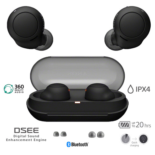 Sony WF-C500 Truly Wireless In-ear Headphones, Water Resistant - Black - Refurbished