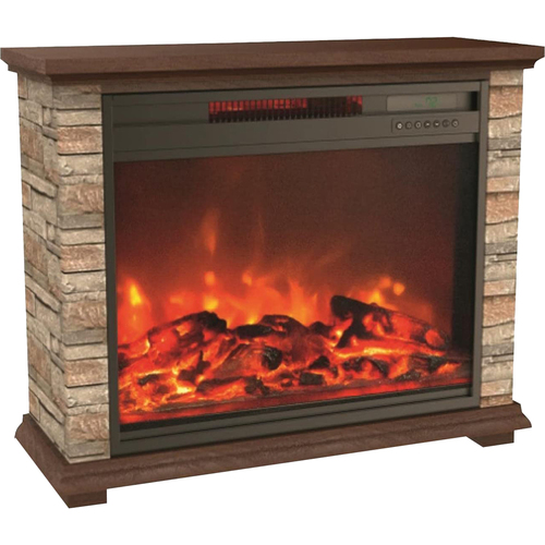Lifesmart 3-Element Infrared Quartz Fireplace Heater in Faux Stone - FP1215