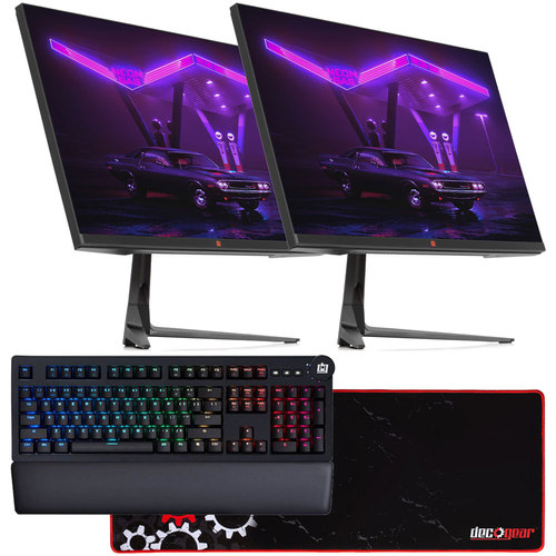 Deco Gear 25` Ultrawide LED Dual Gaming Monitors, 280Hz Bundle with Keyboard and Mousepad