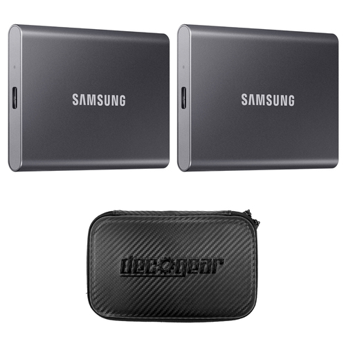 Samsung MU-PC1T0T/AM Portable SSD T7 USB 3.2 1TB, Gray (2-Pack) w/ Deco Gear Case