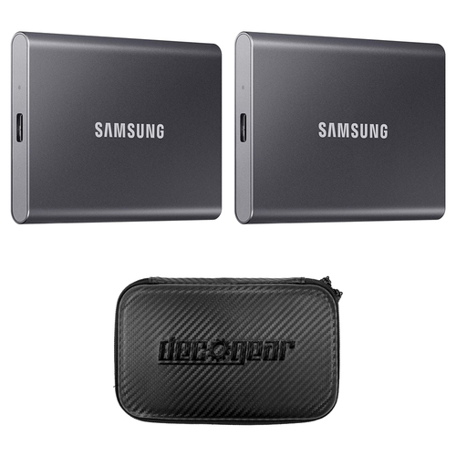 Samsung MU-PC1T0T/AM Portable SSD T7 USB 3.2 2TB, Gray (2-Pack) w/ Deco Gear Case