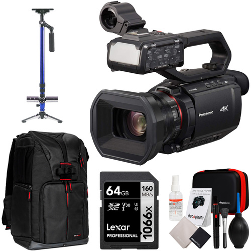 Panasonic X2000 4K Professional Camcorder with 64GB Backpack and Tripod Bundle