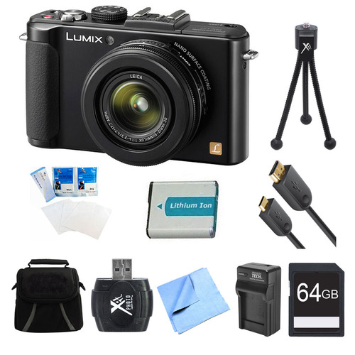 Panasonic LUMIX DMC-LX7 Black Digital Camera 64GB and Battery Bundle