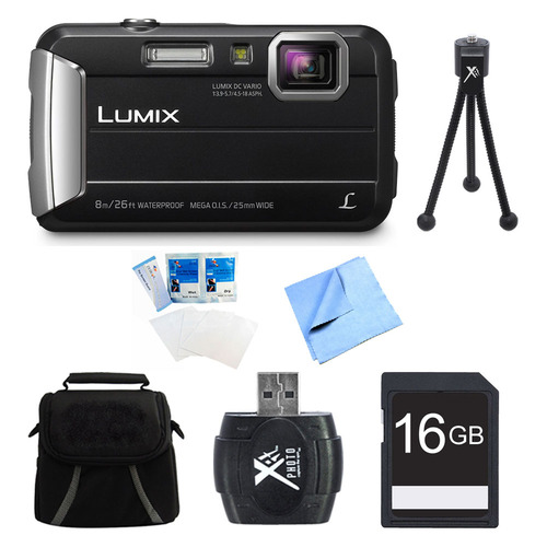 Panasonic LUMIX DMC-TS30 Active Tough Black Digital Camera 16GB Bundle