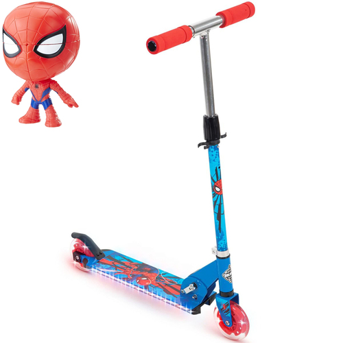 Huffy Marvel Spider-Man LED Light-Up Folding Inline Kids Scooter + Puzzlehead 