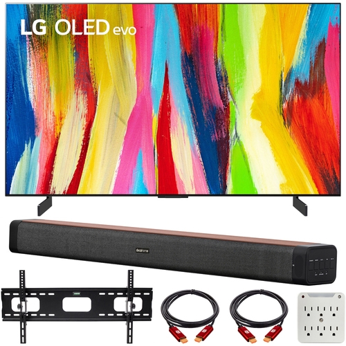 LG 48` HDR 4K Smart OLED Evo TV (2022) with Deco Home 60W Soundbar Bundle