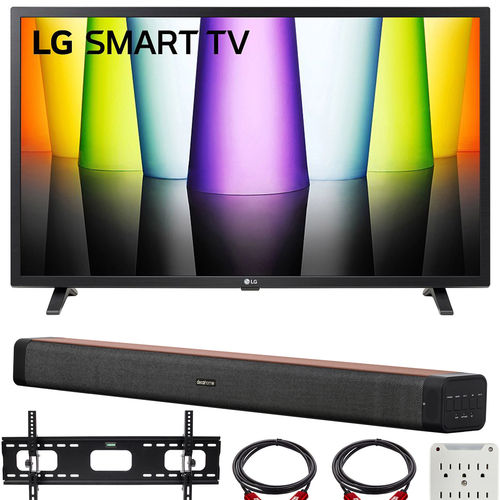 LG 32LQ630BPUA 32` HDR Smart LCD HD TV (2022) with Deco Home 60W Soundbar Bundle