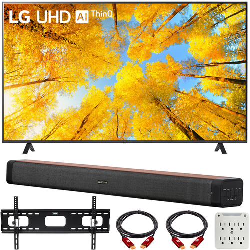 LG UQ7590PUB 75 Inch HDR 4K UHD Smart TV 2022 with Deco Home 60W Soundbar Bundle