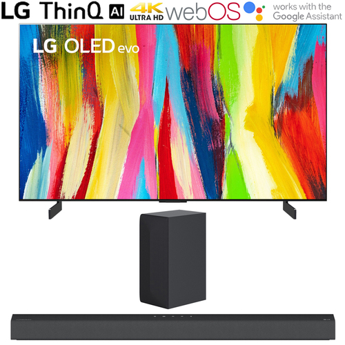 LG 48` HDR 4K Smart OLED Evo TV 2022 w/ LG S65Q High Res Audio Sound Bar