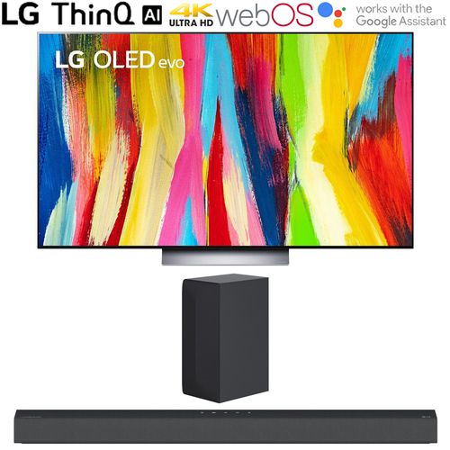 LG OLED55C2PUA 55` HDR 4K Smart OLED TV 2022 w/ LG S65Q High Res Audio Sound Bar