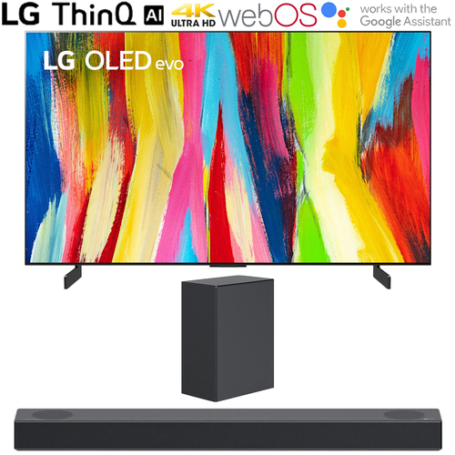 LG 48` HDR 4K Smart OLED Evo TV 2022 w/ LG S75Q High Res Audio Sound Bar
