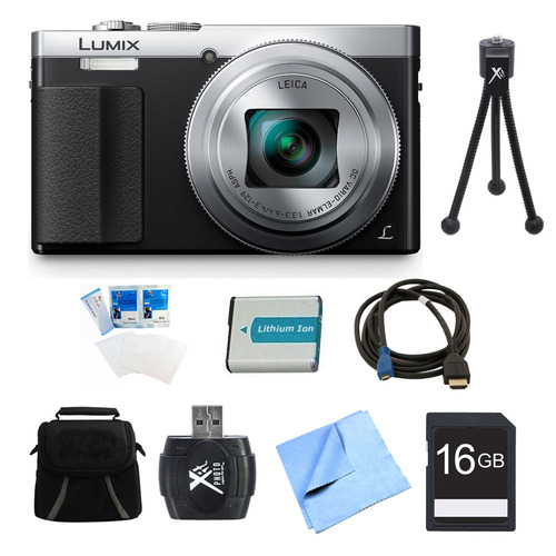 Panasonic LUMIX ZS50 30X Travel Zoom Silver Digital Camera 16GB Bundle