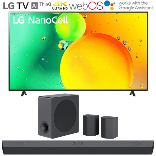 LG 50` HDR 4K UHD Smart NanoCell LED TV 2022 w/ LG S95QR High Res Audio Sound Bar