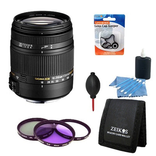 Sigma 18-250mm F3.5-6.3 DC OS HSM Lens for Nikon AF w/ Complete Pro Lens Kit