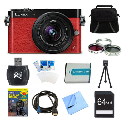 Panasonic LUMIX GM5 DSLM Red Camera Plus 12-32mm Lens 64GB Bundle