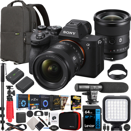 Sony a7 IV Full Frame Mirrorless Camera + FE 20mm F1.8 G Lens Kit SEL20F18G Bundle