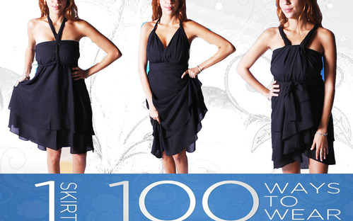Iris Impressions 100 Way Wrap Skirt Dress, Solid Black (One Size)