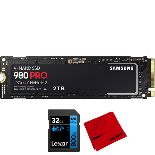 Samsung MZ-V8P2T0B/AM  980 PRO PCIe 4.0 NVMe SSD 2TB + Lexar 32GB Memory Card Bundle