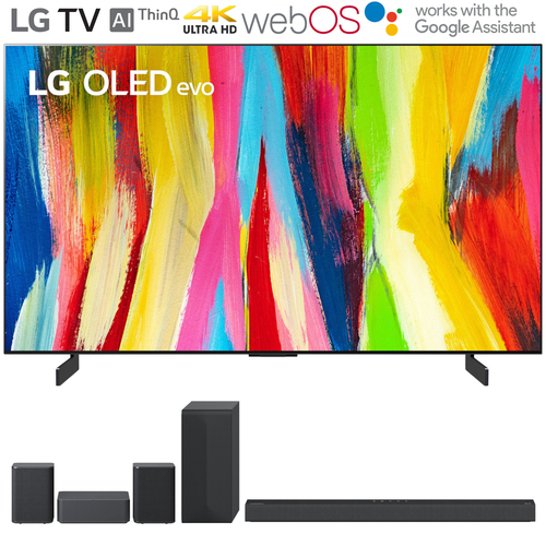 LG OLED77C2PUA 77` HDR 4K Smart OLED TV 2022 + LG S65Q Soundbar + Rear Speaker Kit