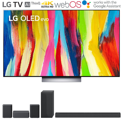 LG OLED55C2PUA 55` HDR 4K Smart OLED TV 2022 + LG S65Q Soundbar + Rear Speaker Kit