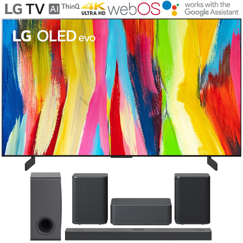 LG OLED77C2PUA 77` HDR 4K Smart OLED TV 2022 + LG S80QY Soundbar + Rear Speaker Kit