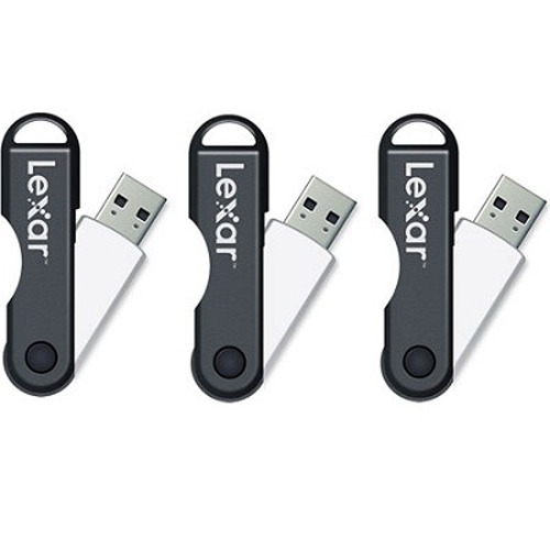 Lexar JumpDrive TwistTurn 16 GB USB Flash Drive (Black/White) 3-Pack (48 GB Total)