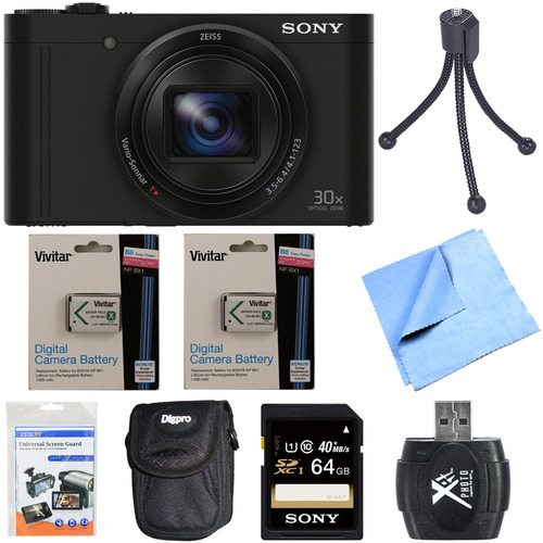 Sony Cyber-Shot DSC-WX500 Digital Camera 3-Inch LCD Screen Black 64GB Deluxe Bundle