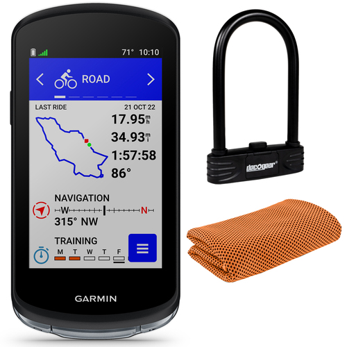 Garmin 010-02503-10 Edge 1040 Bike GPS Speed/Cadence Sensor / HRM + U-Lock Bundle