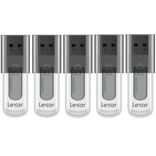 Lexar 5-Pack of 8GB JumpDrive High Speed USB Flash Drives - Black (Bulk Packed)