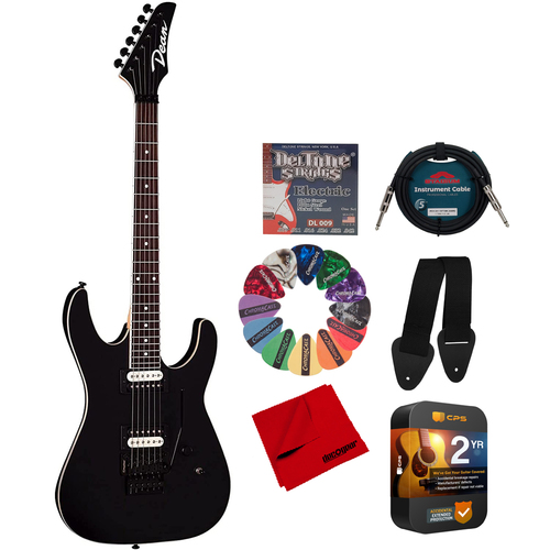 Dean MD X Floyd 6-String Electric Guitar Tremolo Black Satin + Equipment Bundle