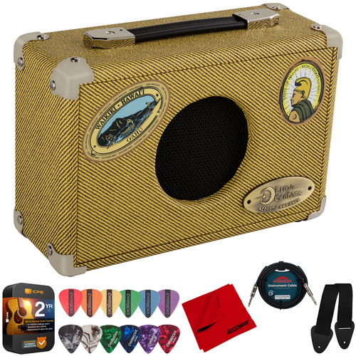 Luna Portable Suitcase Themed 5w Ukulele Amplifier, Vintage Tolex w/ Accessories Kit