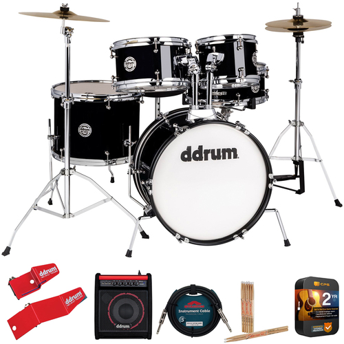 DDRUM D1 Junior Complete Drum Kit with Throne Black + Music Equipment Bundle