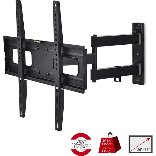 Siig CE-MT3712-S1 Full Motion TV Wall Mount for 26` to 55` Screens, Black