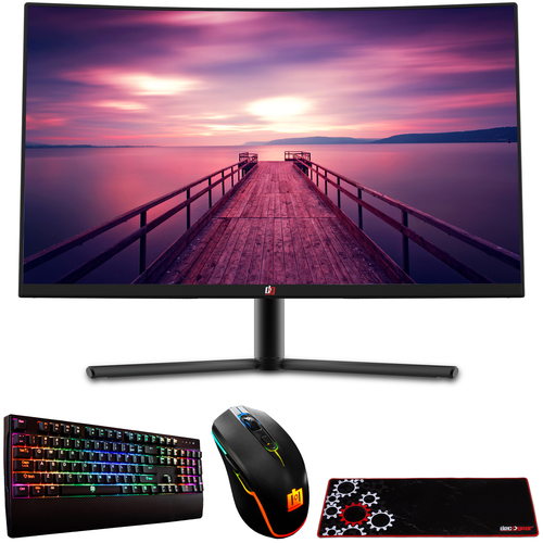 Deco Gear 32` 1920x1080 Curved Gaming Monitor with Mechanical Keyboard, Mouse + Mouse Pad