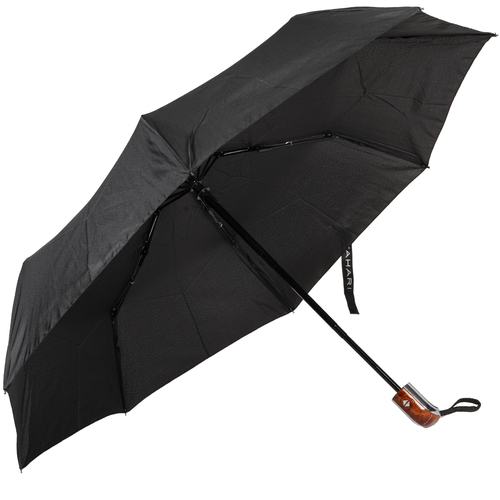 T4701 Collapsible Travel Umbrella with Tortoise Shell Handle, Black