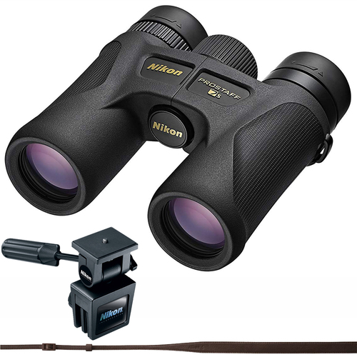Nikon PROSTAFF 7S 10x30 Binoculars + Window Mount Pack + Leather Strap Brown