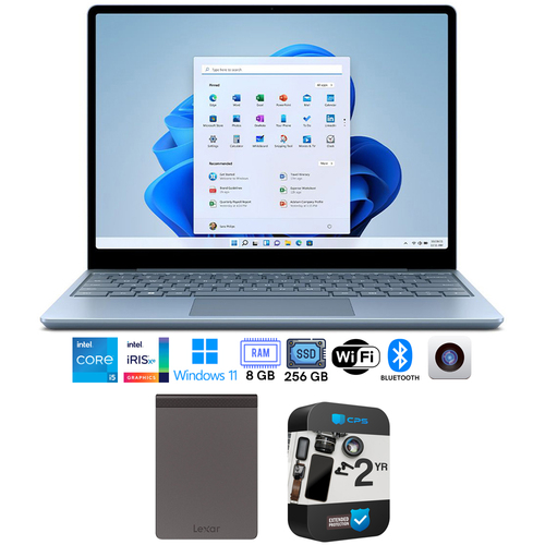 Microsoft Surface Go 2 12.4` Intel i5 8GB/256GB Laptop, Ice Blue + Lexar 512GB SSD Bundle