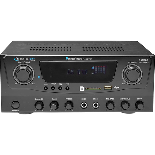 Technical Pro RXM7BT Bluetooth Stereo Audio Receiver, AM/FM, USB/SD, AUX - Open Box