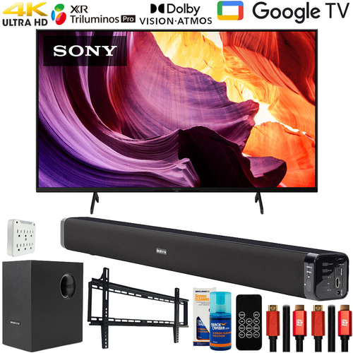 Sony KD50X80K 50` X80K 4K UHD LED Smart TV 2022 with Deco Gear Home Theater Bundle