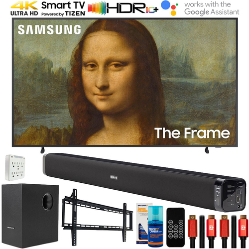 Samsung 32` The Frame QLED 4K UHD Smart TV 2022 with Deco Gear Home Theater Bundle
